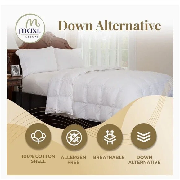 Cotton Sateen Queen Comforter 300 Thread Count Swiss Dot Design White Soft NEW